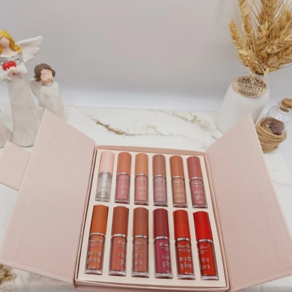 Dragon Ranee 12-Color Matte Lip Gloss Set – Long-lasting Waterproof Liquid Lipstick – High-Pigment Velvet Finish – Ideal for Daily Use, Gifting & Professional Makeup