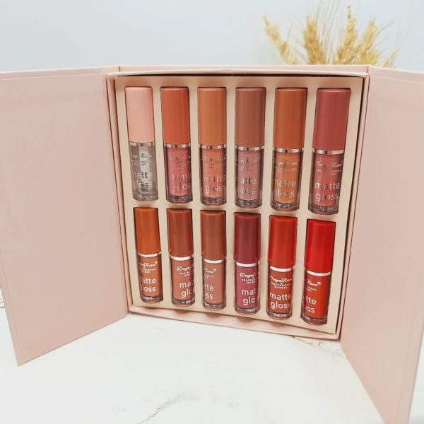 Dragon Ranee 12-Color Matte Lip Gloss Set – Long-lasting Waterproof Liquid Lipstick – High-Pigment Velvet Finish – Ideal for Daily Use, Gifting & Professional Makeup
