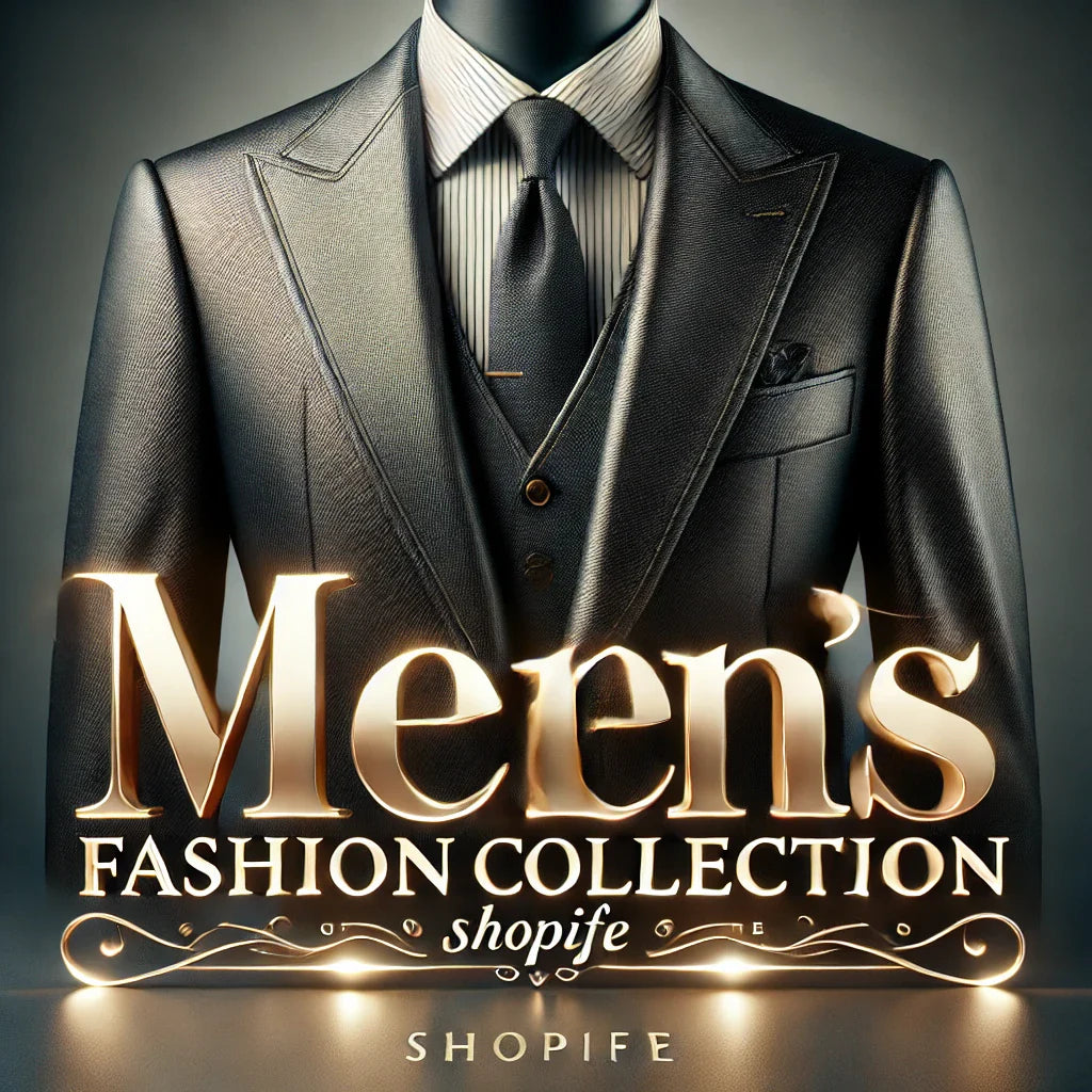 "Men's Fashion Collection – Premium and stylish men's clothing with elegant typography, modern design, and a sleek background for a high-end fashion look."