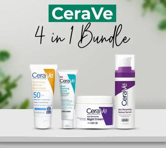 CeraVe 4-in-1 Skincare Kit – Night Cream, Sunblock, Cleanser & Serum for Radiant Skin