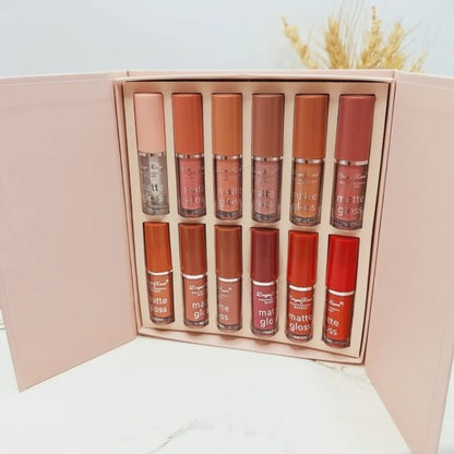 Dragon Ranee 12-Color Matte Lip Gloss Set – Long-lasting Waterproof Liquid Lipstick – High-Pigment Velvet Finish – Ideal for Daily Use, Gifting & Professional Makeup